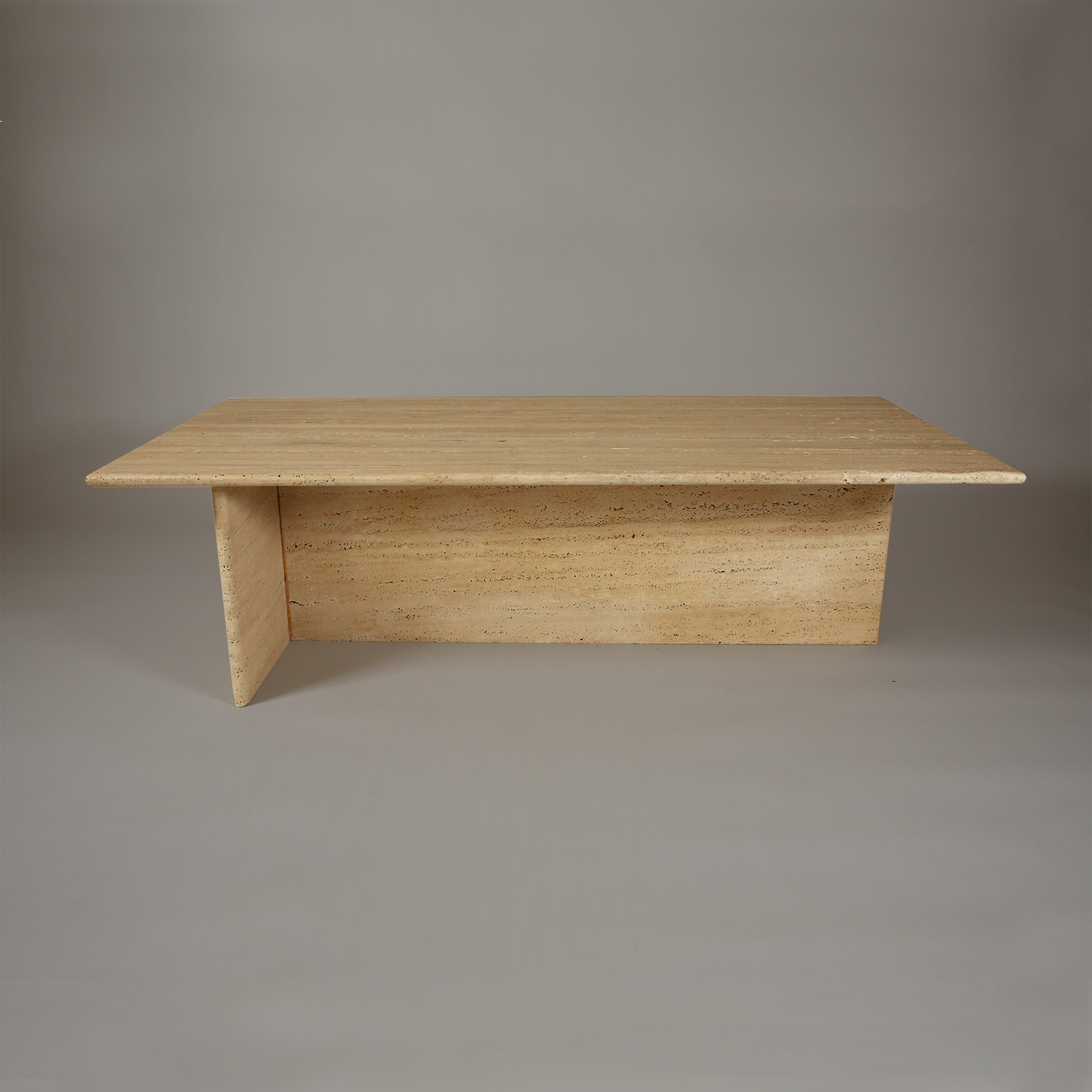 Cantilever-Base Travertine Coffee Table