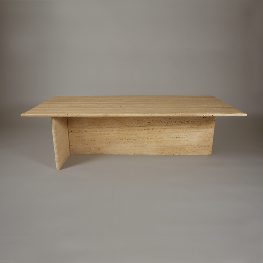 Cantilever-Base Travertine Coffee Table