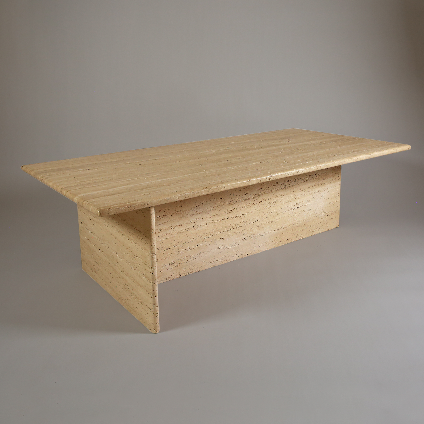 Cantilever-Base Travertine Coffee Table