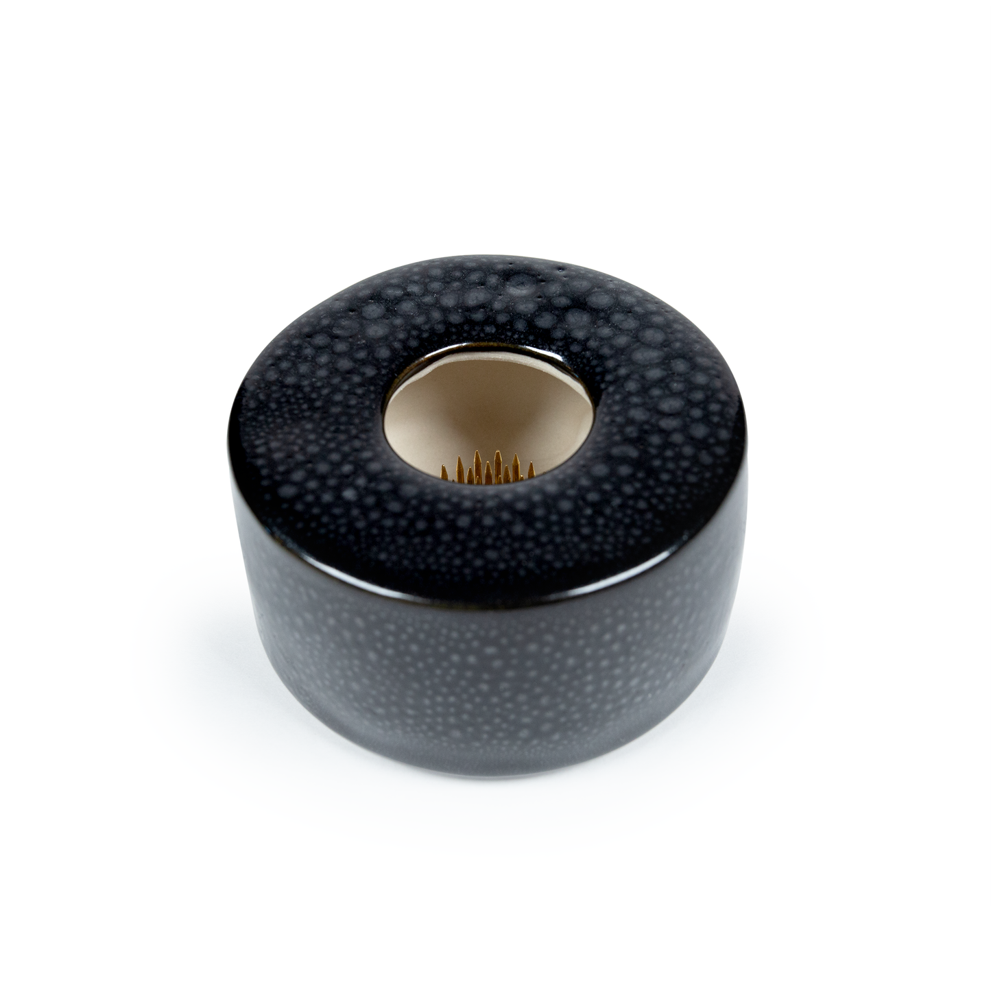 Small Black Obsidian Ceramic Ikebana Vase