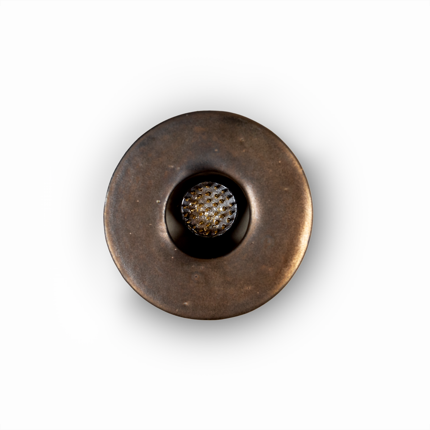 Small Patinated Brass Ceramic Ikebana Vase