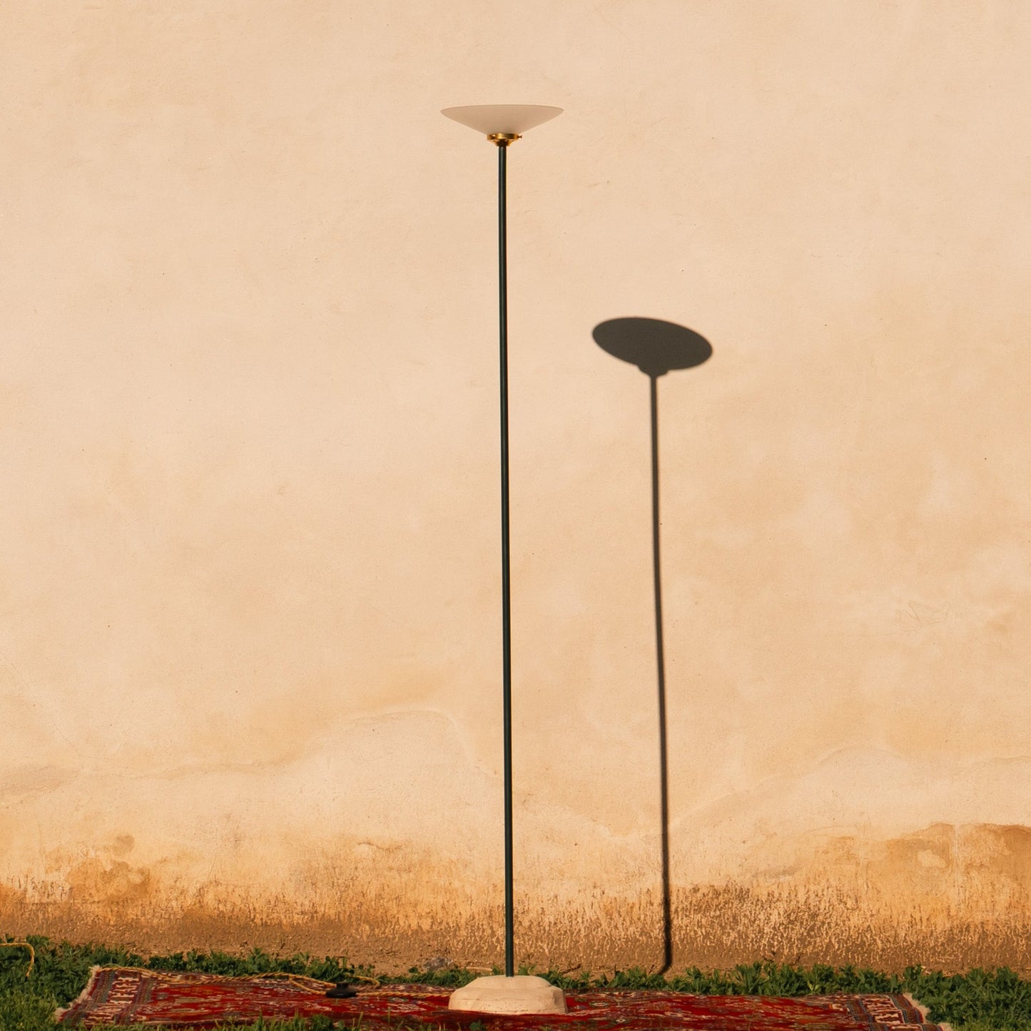 Standing Lamp with Sculpted Travertine Base