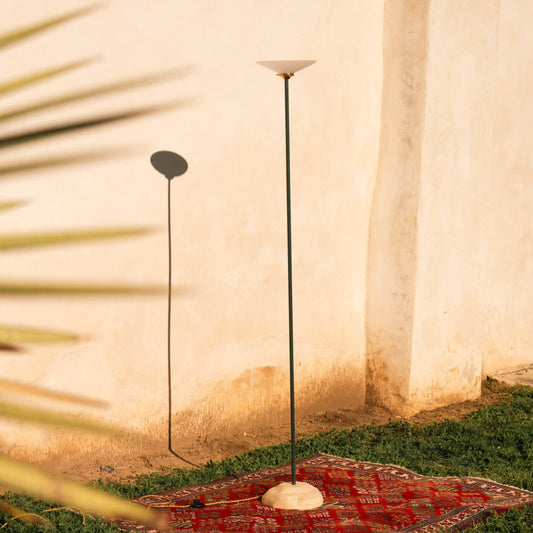 Standing Lamp with Sculpted Travertine Base