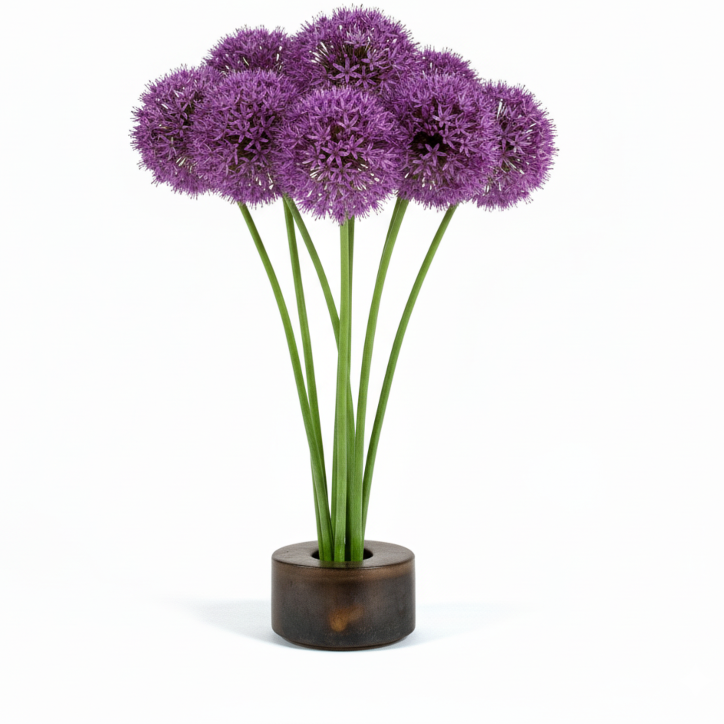 Small Patinated Brass Ceramic Ikebana Vase