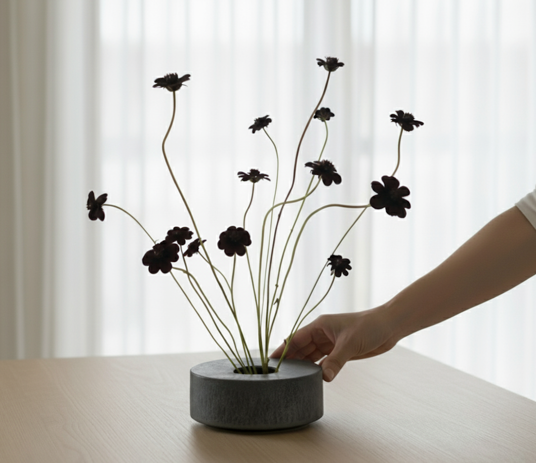 Ikebana Vase in Silver Ore