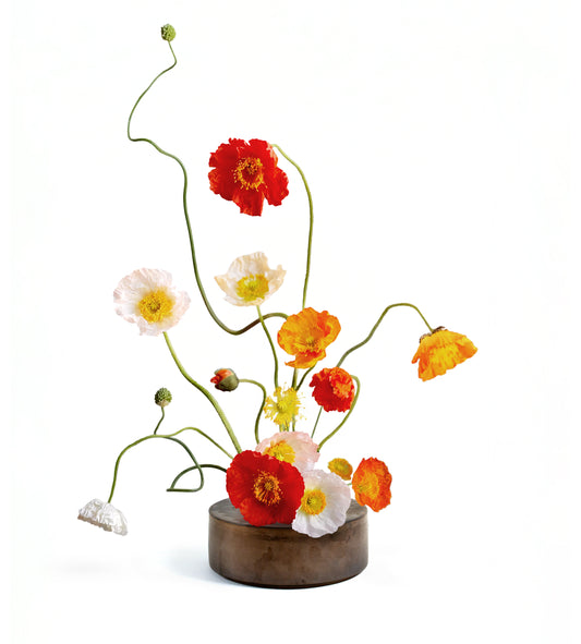 Ikebana Vase in Patinated Brass