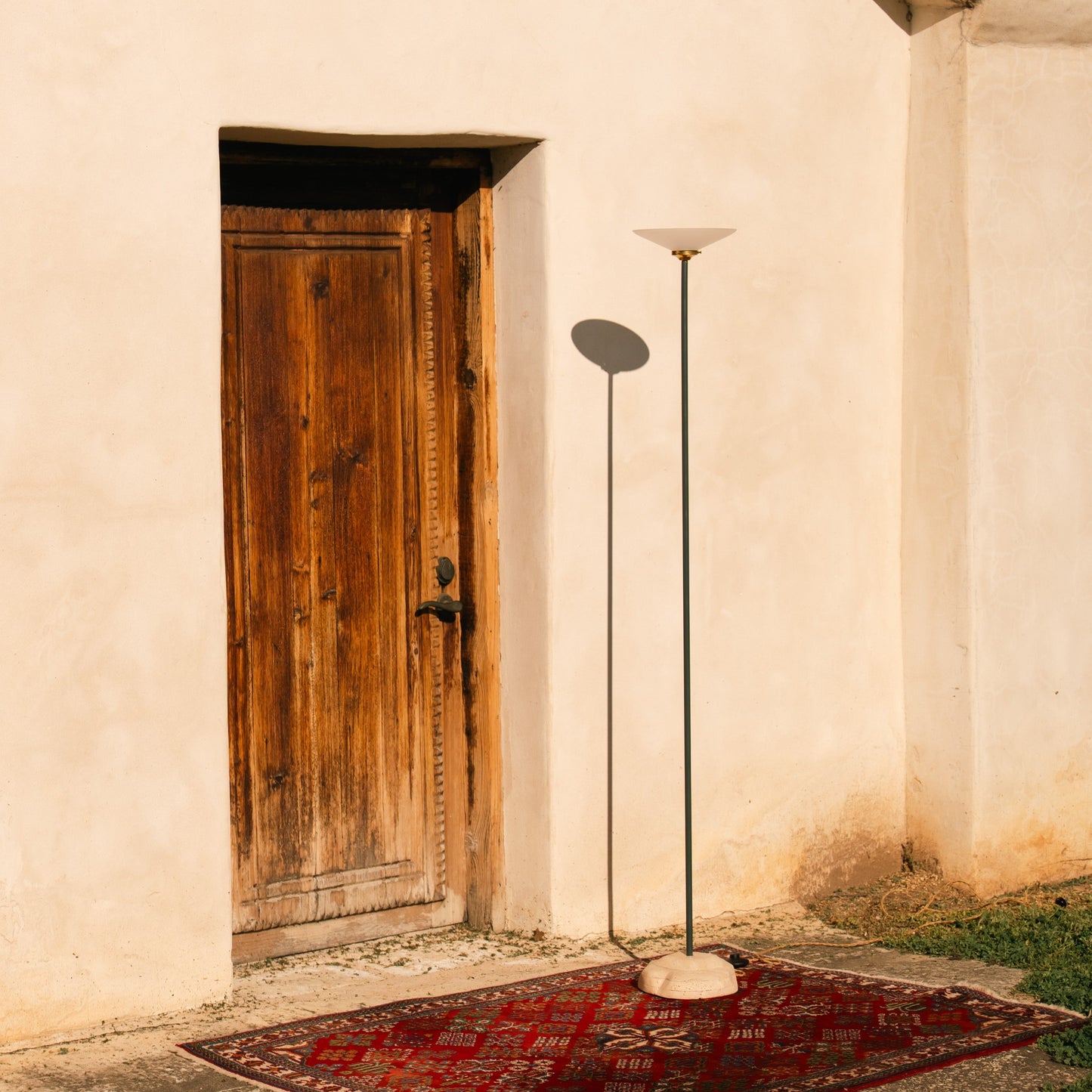 Standing Lamp with Sculpted Travertine Base