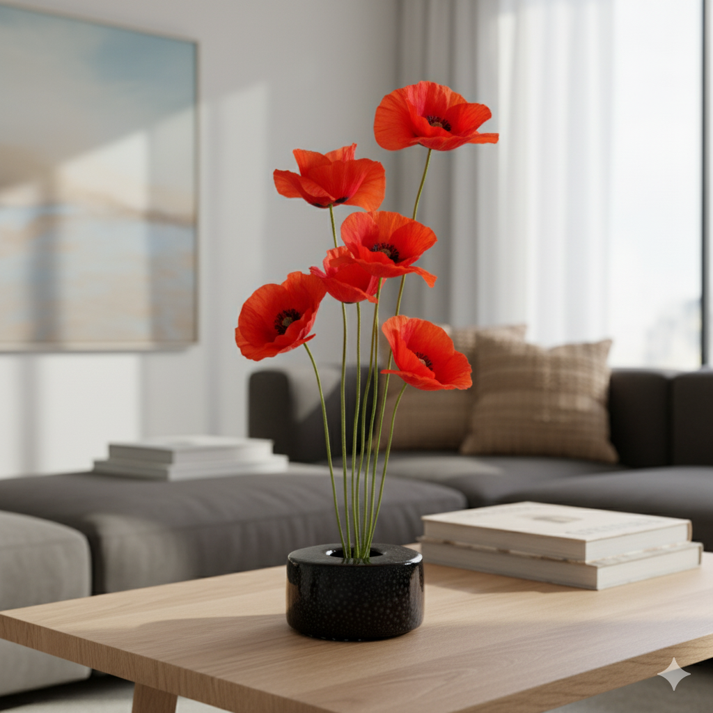 Small Black Obsidian Ceramic Ikebana Vase