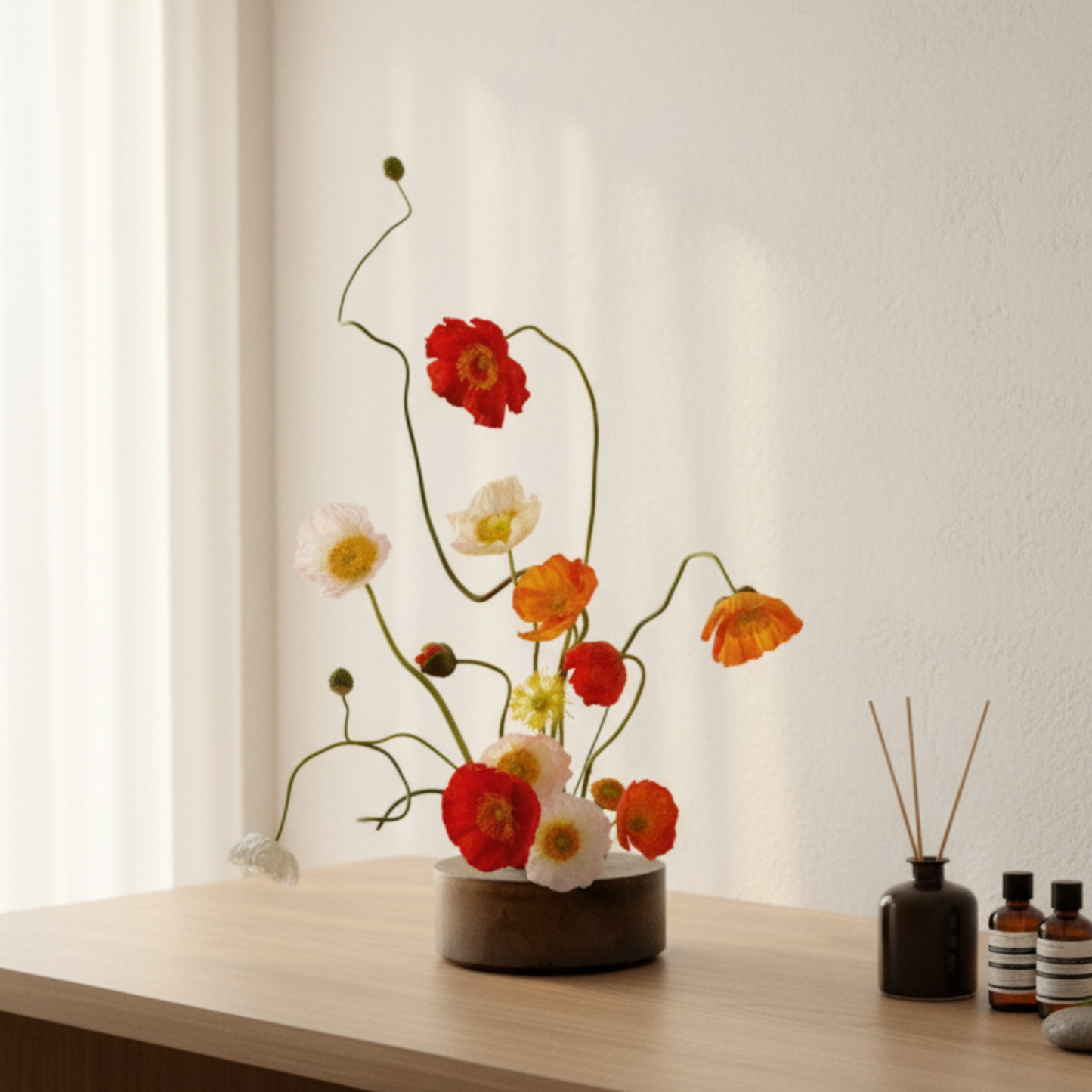 Ikebana Vase in Patinated Brass