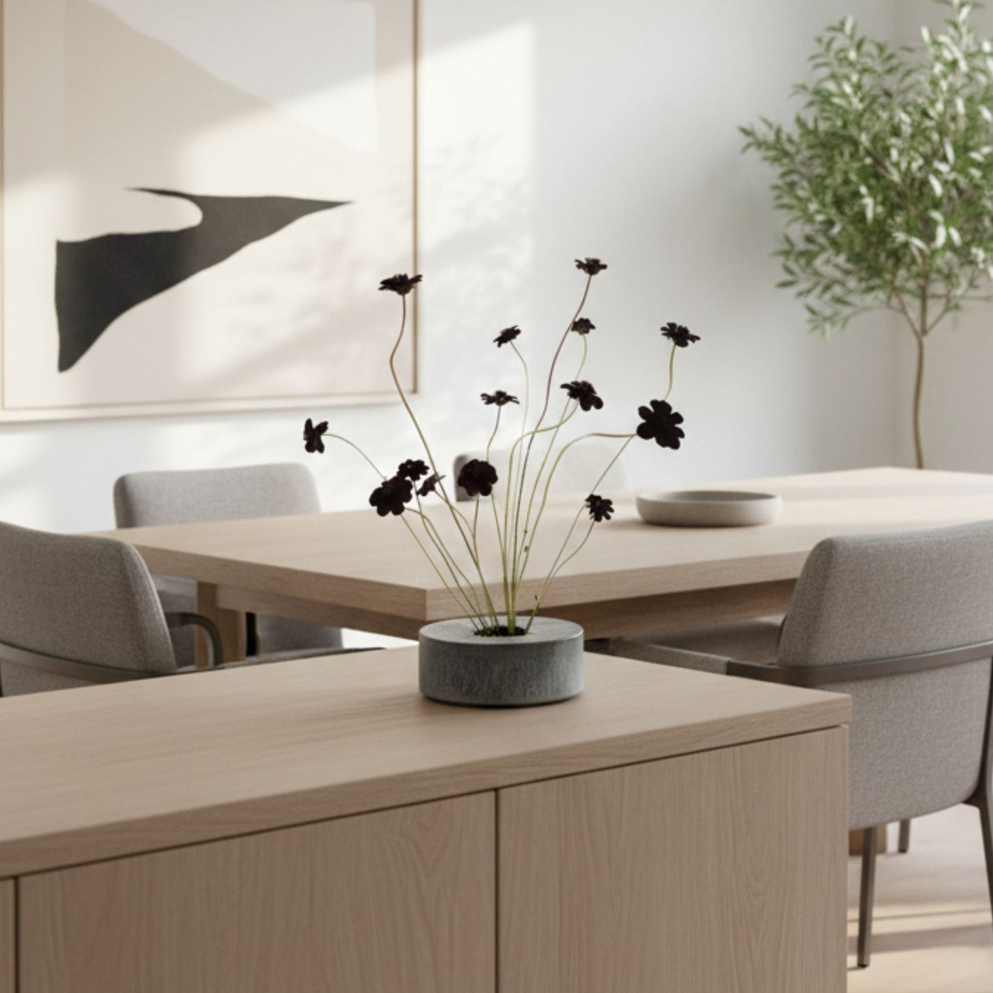 Ikebana Vase in Silver Ore